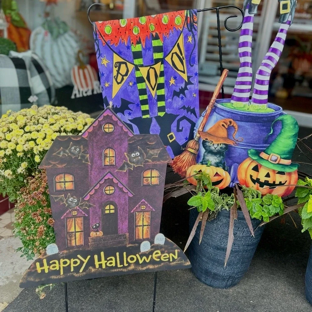 Studio M Halloween Witch and Haunted House Decor Set - Purple, Orange, Green